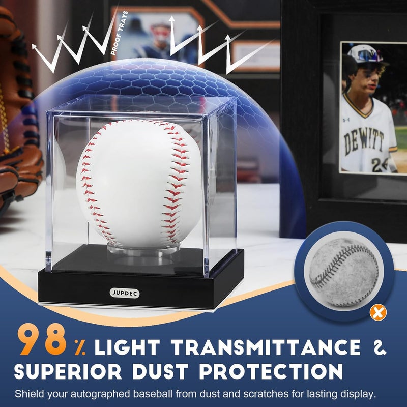 JupDec Baseball Display Case, Clear Acrylic Cube Baseball Holder with Durable Base, UV Protected Autograph Stand Box for Single Ball, Ideal Gift for Collector & Sports Enthusiast, Silvery, 1 Pack - Image 3